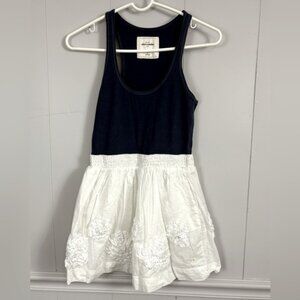 Abercrombie Kids Y2K Floral White Skirt Navy Blue Top Dress Size XL Preppy Cute